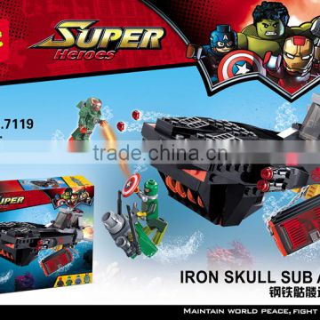 Decool 7119 Super Heroes Iron Skull Sub Attack Underwater Battle Building Bricks Toys