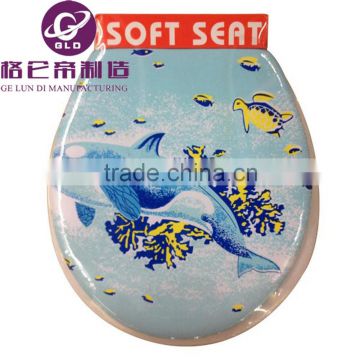 GLD Hot Sales china printing fish summer soft toilet seat / WC Pure Soft Plastic Toilet Seat