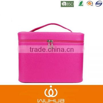 promotion red pvc leather large makeup case