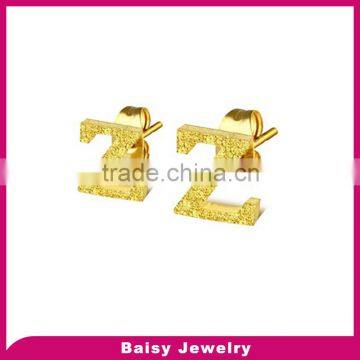 High Polished new design stainless steel initial earrings for girls