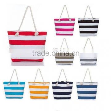 Nautical Rope Handle Tote stripe/chevron canvas beach bag