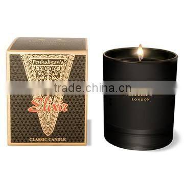 high quality scented soy candle in black glass jar with box