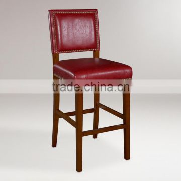 night culb wooden leg pu leather seater riveting bar chair