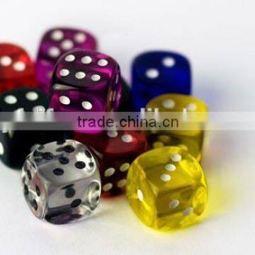 Transparent dice with various color