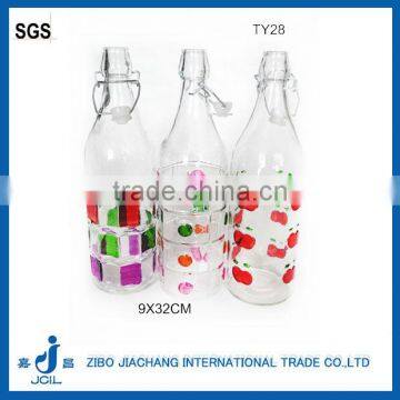 2016 ZIBO wholesale 500ml cylinder glass milk bottle with hand-painted