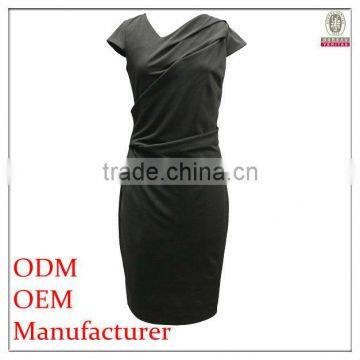 lady graceful/gorgeous dress, v-neck cap sleeve asymmetric design slim fitting back zipper long evening dress