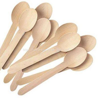 Hot Sale Eco-friendly Compostable Disposable Brown Bamboo Wooden Spoon 16cm