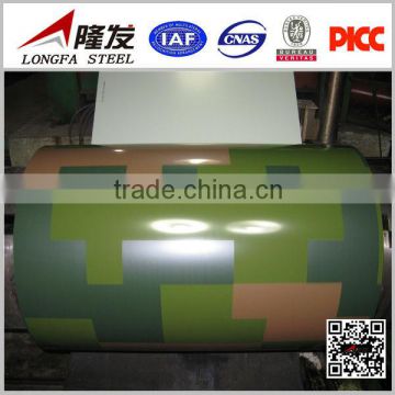 Fashion camouflage SGCC DX51D pre printed galvanized steel coil PPGI