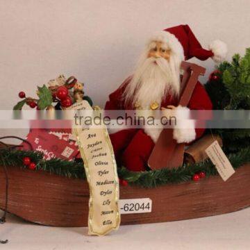 XM-A6025 32 inch lighted vintage christmas santa sitting in boat