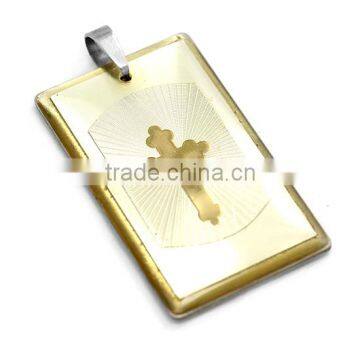 TKB-P1653 Gold Plated Stainless Steel Cross Religious Jewelry Sympathy Gift Sparkling Pendant Lord Prayer Wholesale
