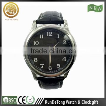 Easy visual black dial white arabic numbers dial steel quartz watch men