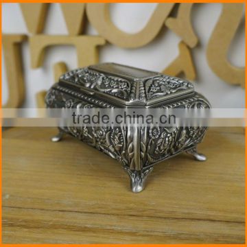 6046 classical trumpet flowers carved square ancient tin colored metal jewelry box jewelry box elegant furnishings