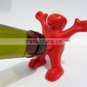 Popular gift wine bottle stoppers type plastic happy men wine stopper
