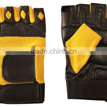 CLE Mens Best Quality Exercise Bodybuilding Weight Lifting Leather Gloves