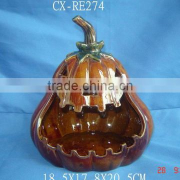Ceramic Pumpkin Halloween Candy Bowl