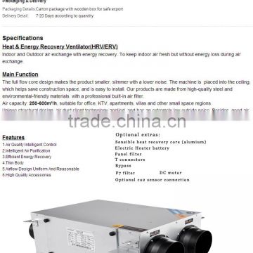 High quality competitive price heat recovery ventilation unit for home