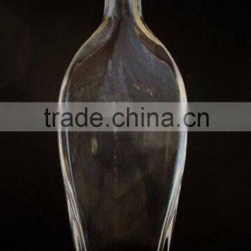 Advocaat wine glass bottles OEM, flat round carving glass wine bottle wholesale