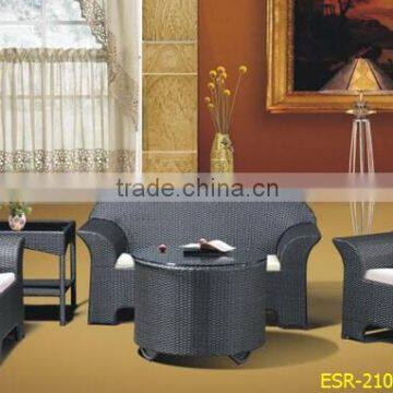 grey rattan garden sofa