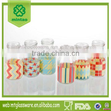 257ml newest paper transter old fashion milk bottle glass or vase glass