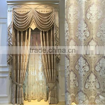 P-867 Luxury European style living room bedroom beige curtains shade American luxury jacquard curtains