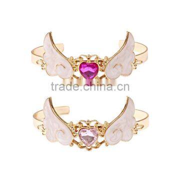 crystal heart angel wing cuff bangle gold angel wing cuff bangle