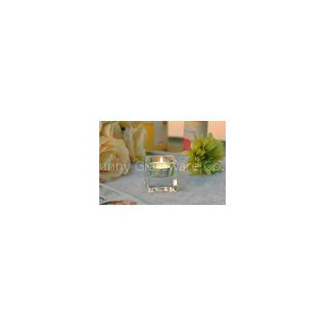 Square Colored Glass Votive Candle Holders , Glass Tealight Holders