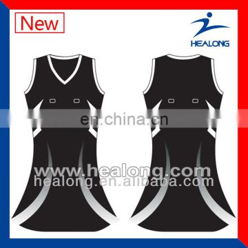 New Design Sublimation Black Lady Netball Dresses