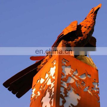 Animal Statue Corten Steel Abstract Eagle Sculpture