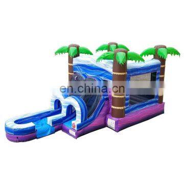 Purple Tropical Inflatable Kids Bounce House Jumping Castle Bouncer Water Slide