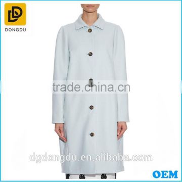 High quality Light blue sing breasted ladies fleece coat