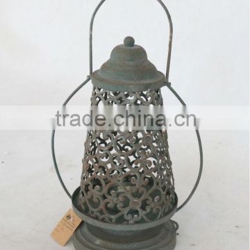 Antique Black metal candle holder with lantern