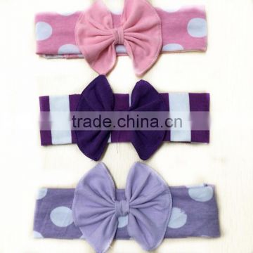 hot sale baby cotton headband polka dot hair bow knitted baby headband                        
                                                                                Supplier's Choice