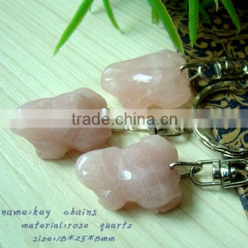Promote Product Gemstone Rose Quartz Frog Key Chain