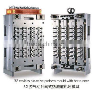 32 cavities pin-valve preform mold with hot runner