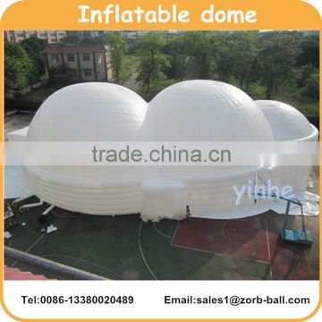 Giant white inflatable 3 domes projection tent, inflatable sphere dome for activity