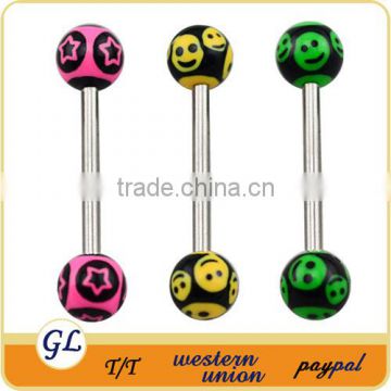 Wholesale New Hot Charm 14G 316L Surgical Stainless Steel industrial barbell tongue piercing