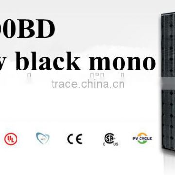 200w all black mono Solar modules with 72 pcs 125*125 mono cells with CE, TUV, UL, CSA, MCS PV CYCLE