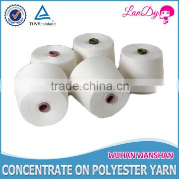 302 100pct spun raw white polyester textile yarn in plastic cone