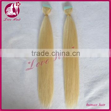 2014 high quality no tangle straight wave 100% european hair tape hair extension