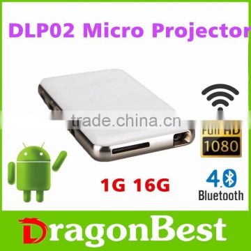 2016 Quad Core Digital Projector DLP02 Android 4.4 LED Lamp Smart projector With Fully 1080p