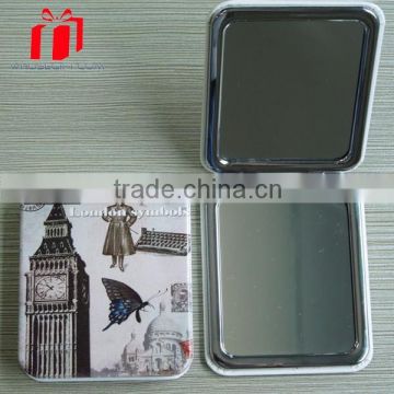 Square Pocket Mirror Pu Leather Magnet Clasp Compact Mirror