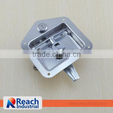 Flush Mount Polished Stainless Steel Key-locking Truck or Trailer Recessed T Paddle Handle Lock