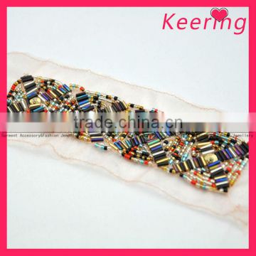 Fashion colorful sequin & beaded applique patch for garment ornament WPH-1598