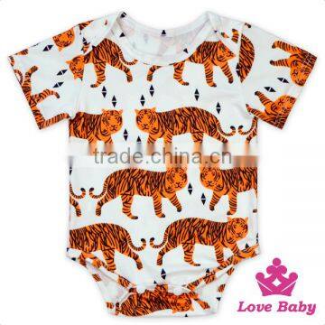 Kids Clothing Manufacturers Short Sleeve Tiger Pattern Printed Baby Boy Infant Cotton Bodycon Romper jumpsuit