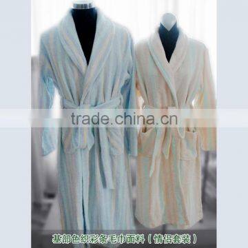 cotton towel stripe bathrobe
