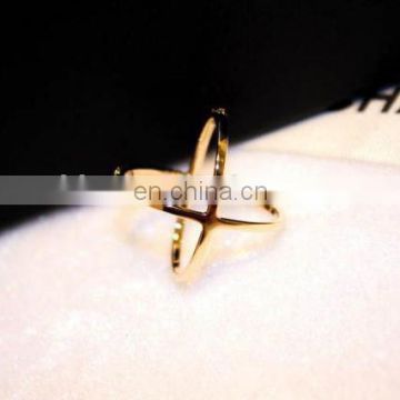 Fashion gold cross pave zircon brass closed ring