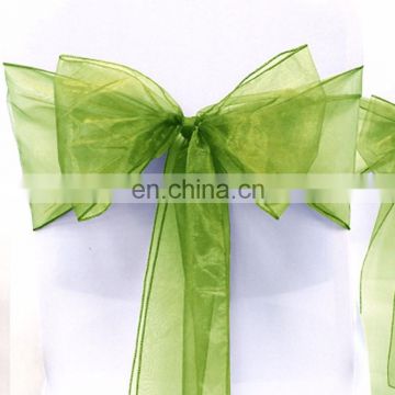 Wedding Bows cheap green Organza Chair Sashes