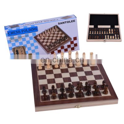 High Quality Wooden Various Sizes Foldable Portable Puzzle Board Game Luxury Wooden Chess Board Games