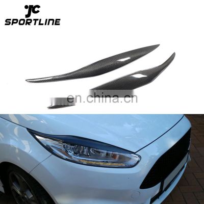 Carbon Fiber Headlight Eyelids Trims for Ford Fiesta 13-15