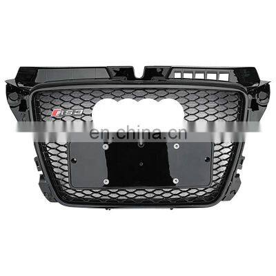 Front Bumper grill for Audi A3 center honeycomb mesh grill for Audi S3 8V RS3 Automotive black  grille 2007-2013